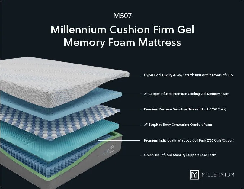 Sierra Sleep Millennium Cushion Firm Gel Memory Foam Hybrid M50731 Queen Mattress