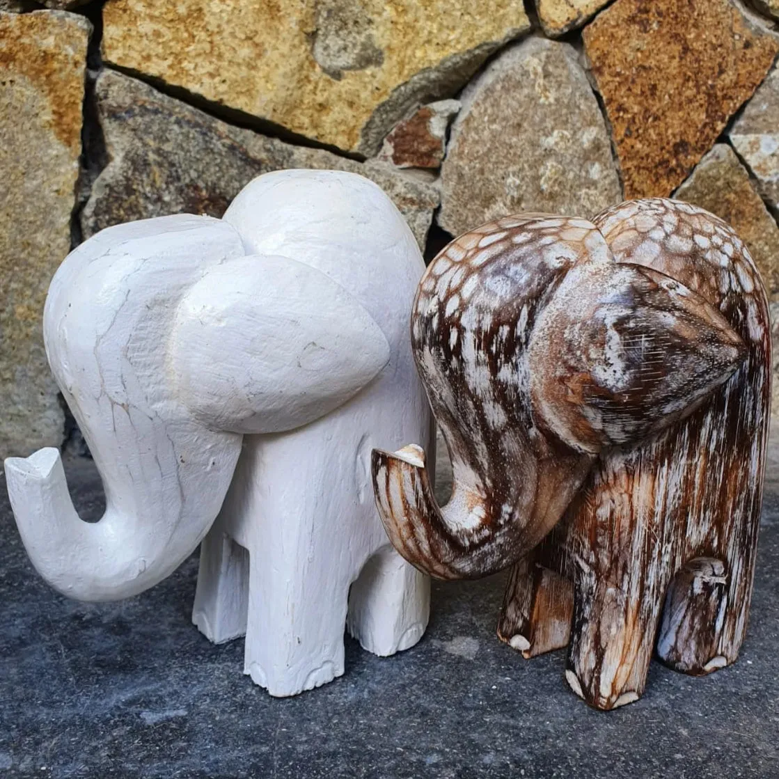 Small Carved Wooden Baby Elephants