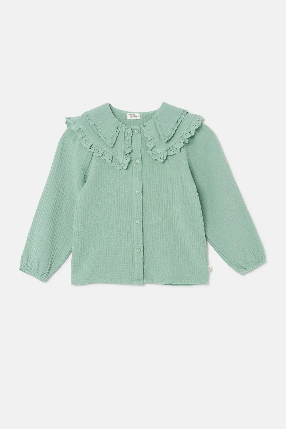 Soft gauze collar blouse