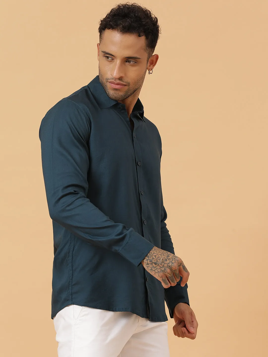 Solid Rayon Slim Fit Shirt