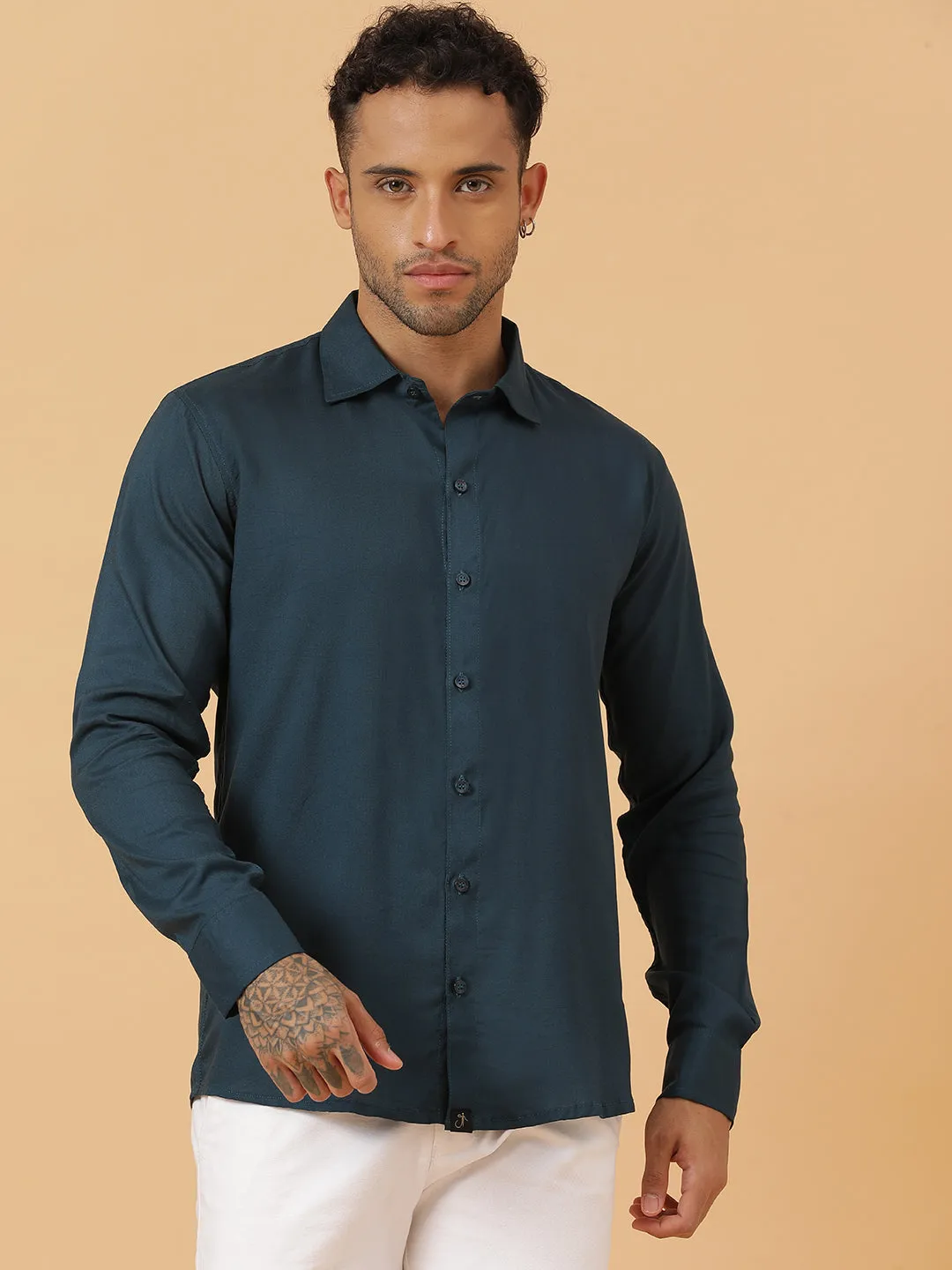 Solid Rayon Slim Fit Shirt