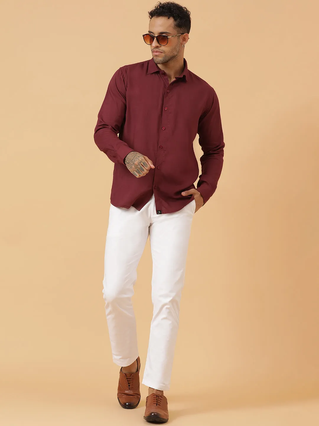 Solid Rayon Slim Fit Shirt