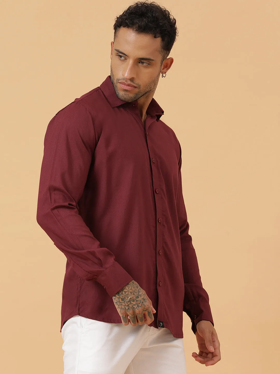 Solid Rayon Slim Fit Shirt