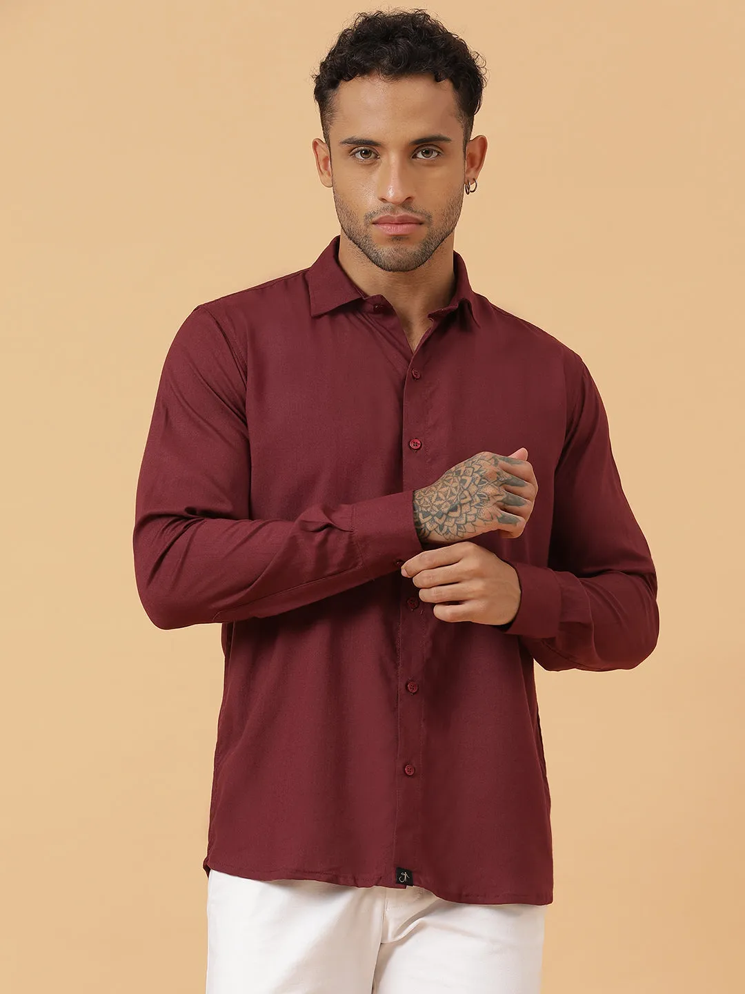 Solid Rayon Slim Fit Shirt