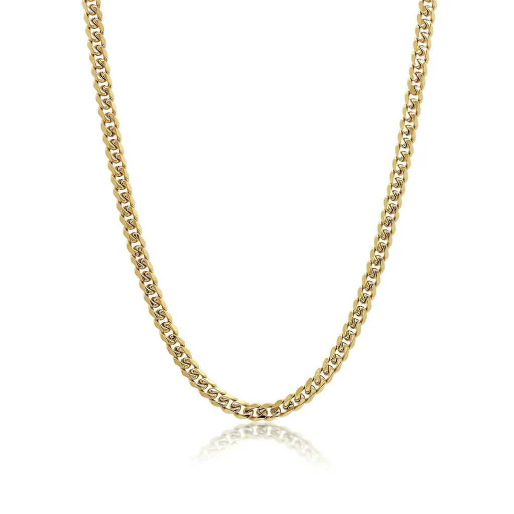 Stainless Steel IP Gold Adjustable Curb Chain Men's Necklace