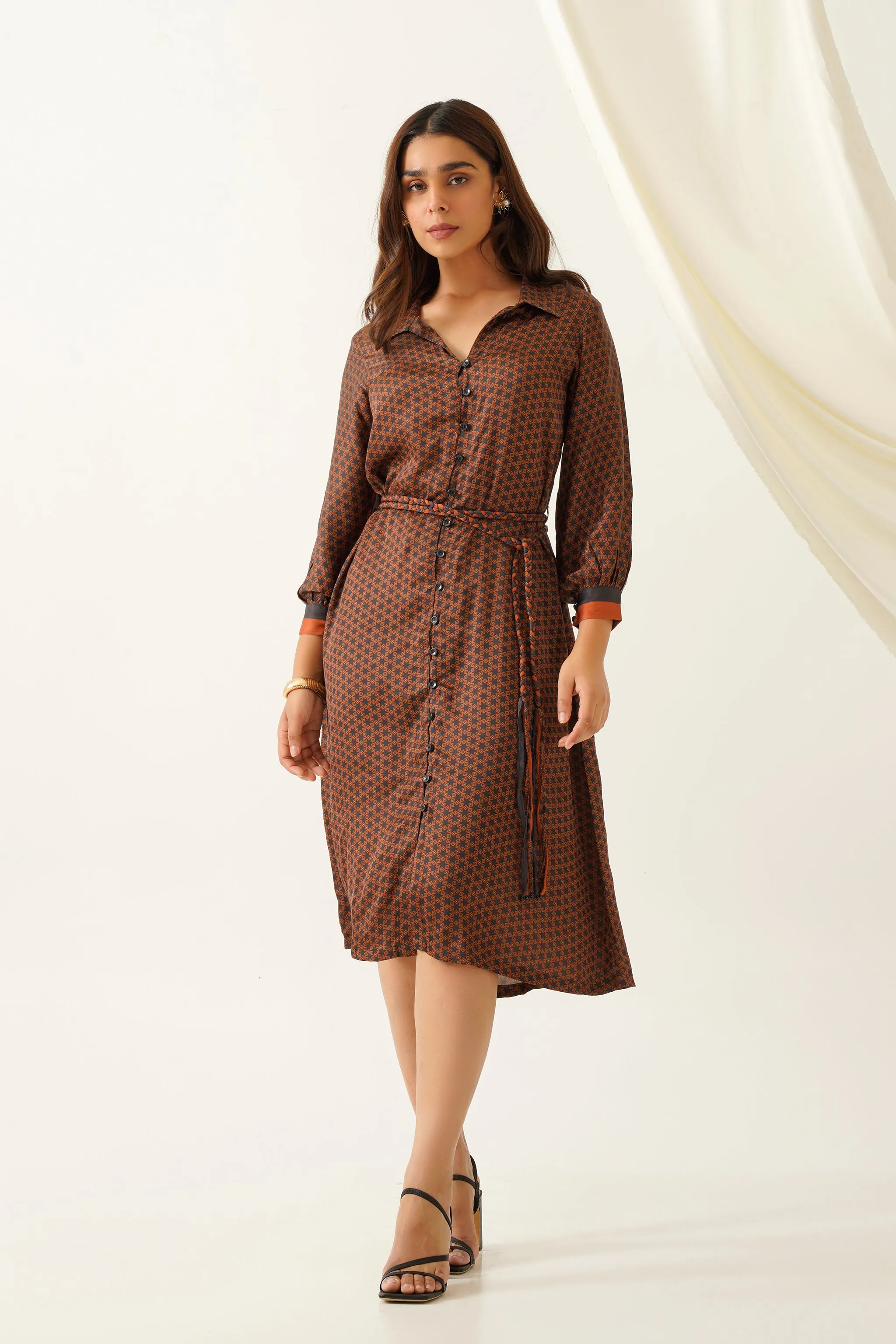 Starry Rust Printed Dress