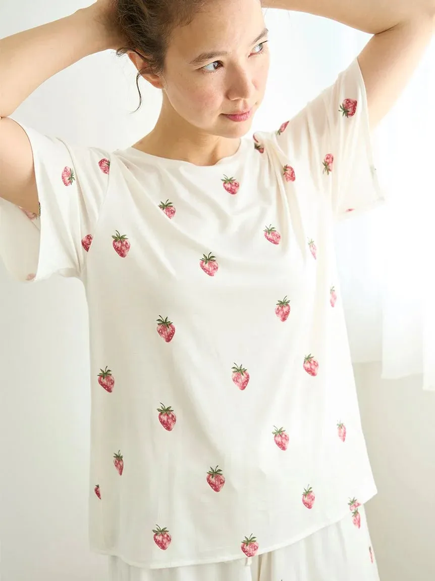 Strawberry Print Short Sleeve Shirts