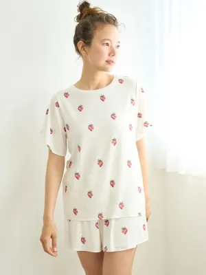 Strawberry Print Short Sleeve Shirts