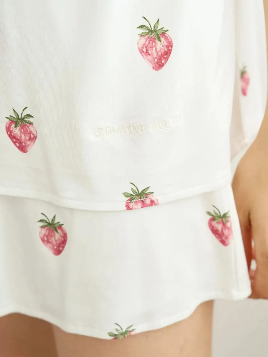 Strawberry Print Short Sleeve Shirts