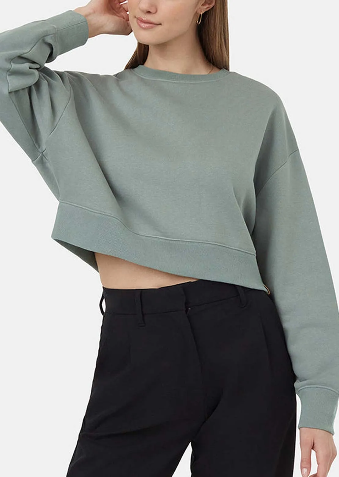 Tentree Women's TreeFleece Oversized Cropped Crew Longsleeve