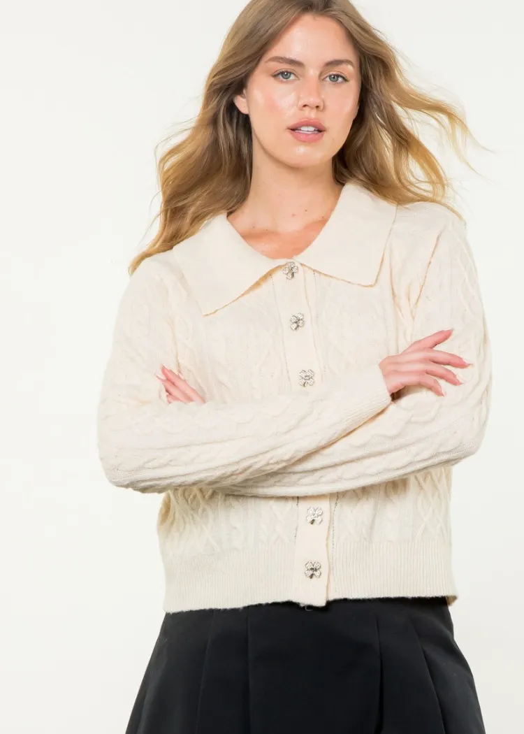 THML Pearl Cardigan- Creme ***FINAL SALE***