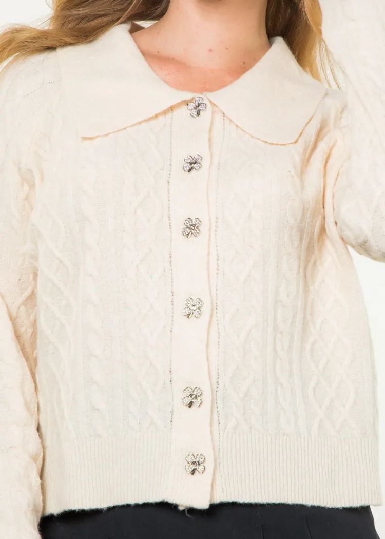 THML Pearl Cardigan- Creme ***FINAL SALE***