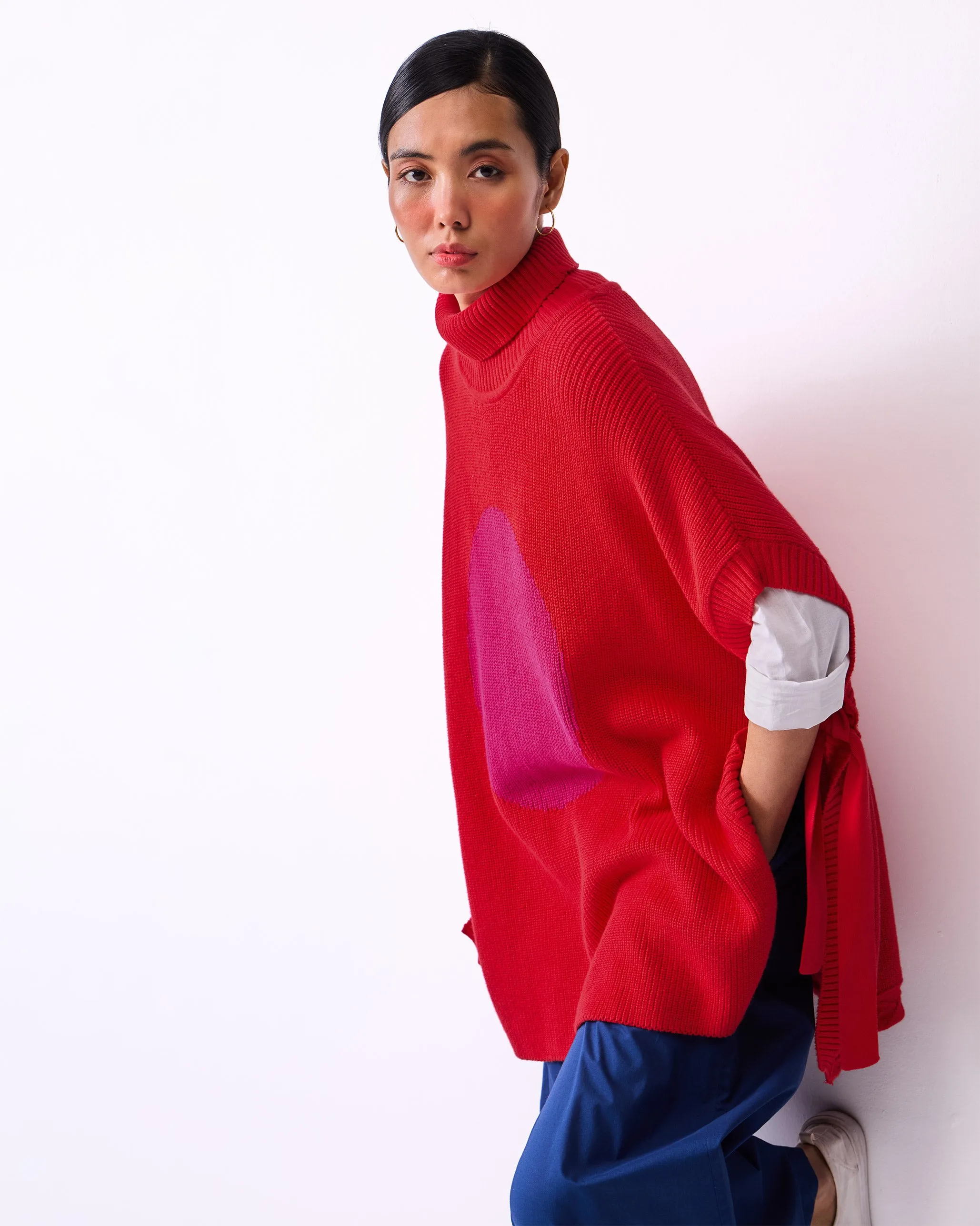 Turtle Neck Top - Bright Red