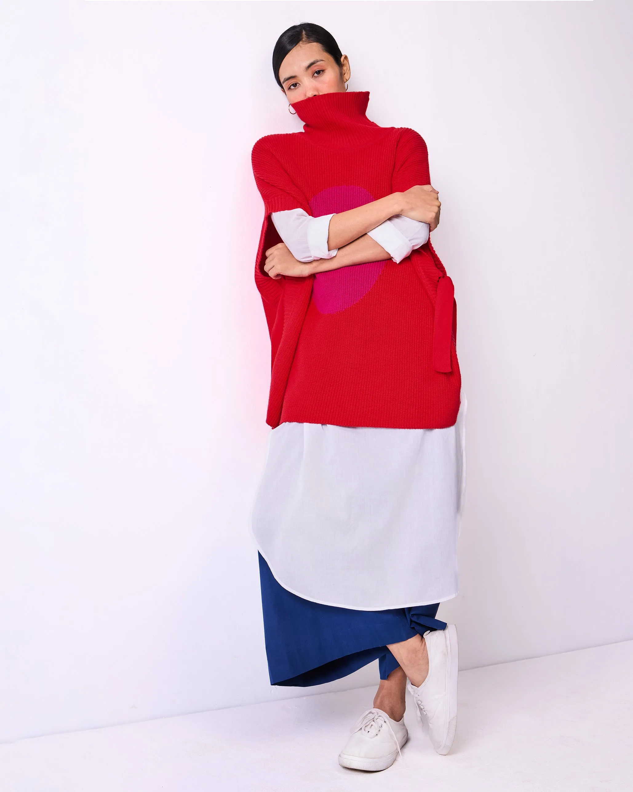 Turtle Neck Top - Bright Red