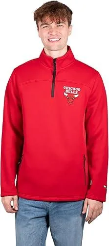 Ultra Game NBA Official Men’s Super Soft  Quarter Zip Pullover Sweatshirt with Zipper Pockets - Unisex, Chicago Bulls, Team Color|Chicago Bulls