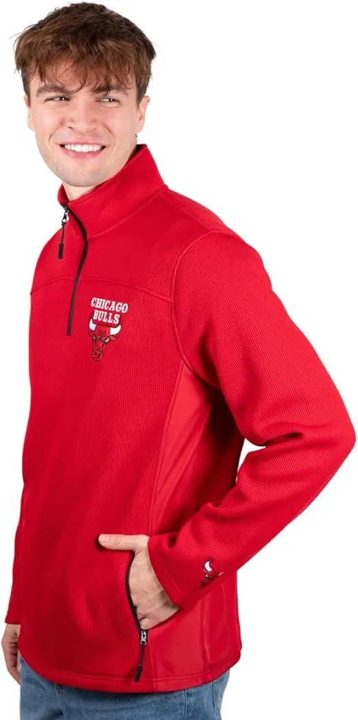 Ultra Game NBA Official Men’s Super Soft  Quarter Zip Pullover Sweatshirt with Zipper Pockets - Unisex, Chicago Bulls, Team Color|Chicago Bulls