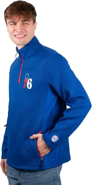 Ultra Game NBA Official Men’s Super Soft  Quarter Zip Pullover Sweatshirt with Zipper Pockets - Unisex, Philadelphia 76ers, Team Color|Philadelphia 76ers