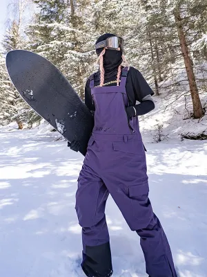 Unise 2L Snowboard Bibs Pants Solid Color Snow Overalls